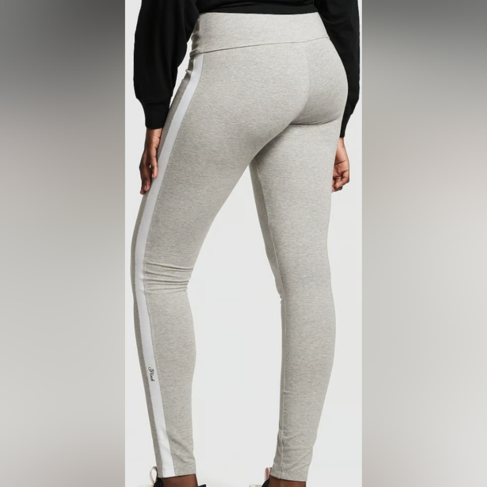 L XL XXL ❤️VS PINK Logo Cotton High Waist Leggings Gray